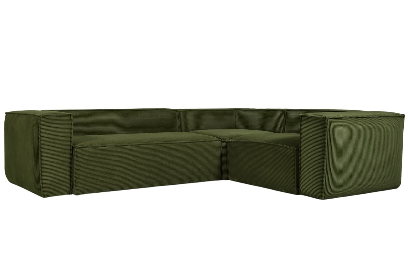 Zelená manšestrová rohová pohovka Kave Home Blok 290 cm, pravá