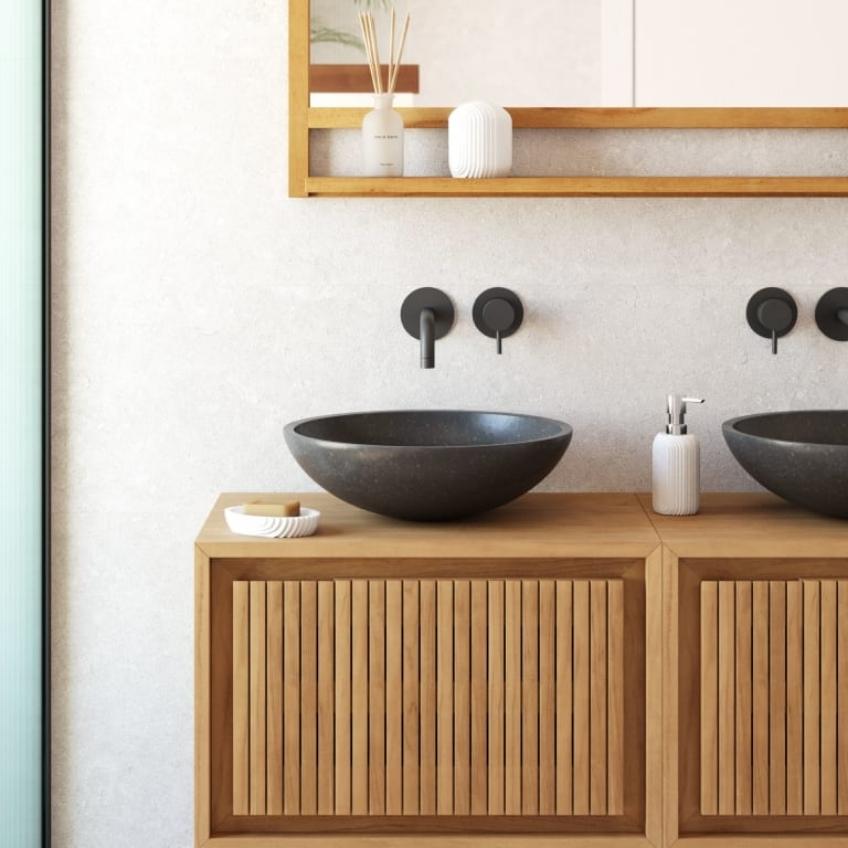 Černé terrazzo umyvadlo Kave Home Kuveni 40 cm
