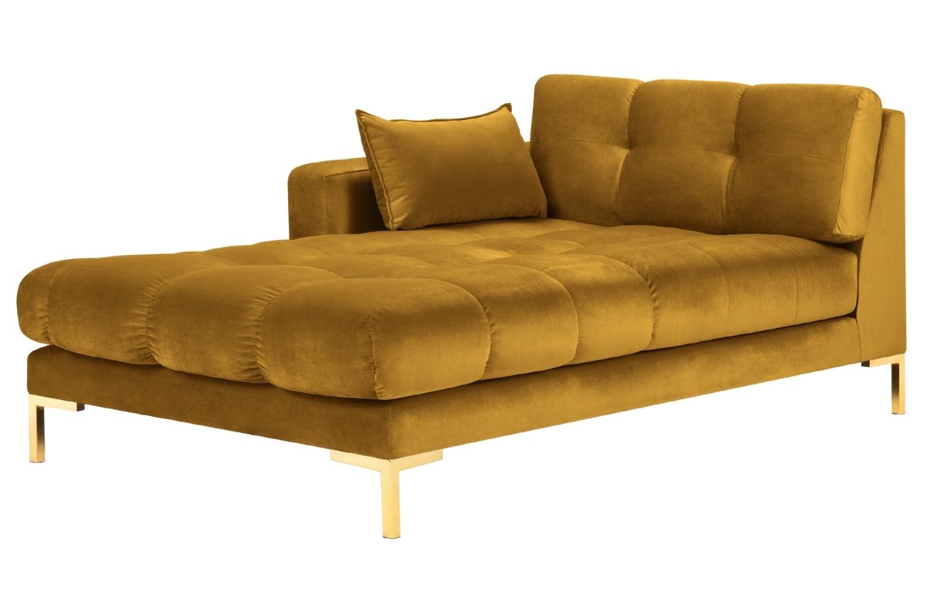 Žlutá sametová lenoška MICADONI MAMAIA 185 cm se zlatou podnoží, levá