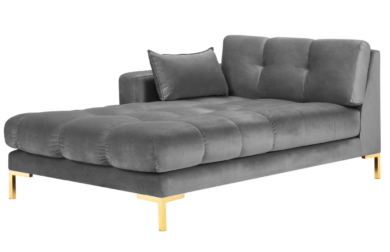 Šedá sametová lenoška MICADONI MAMAIA 185 cm se zlatou podnoží, levá