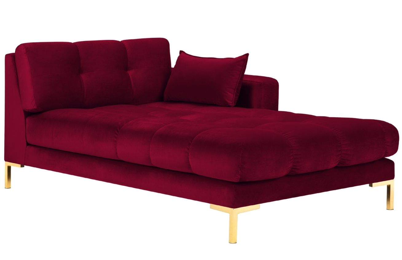 V&iacute;nově červen&aacute; sametov&aacute; leno&scaron;ka MICADONI MAMAIA 185 cm se zlatou podnož&iacute;, prav&aacute;