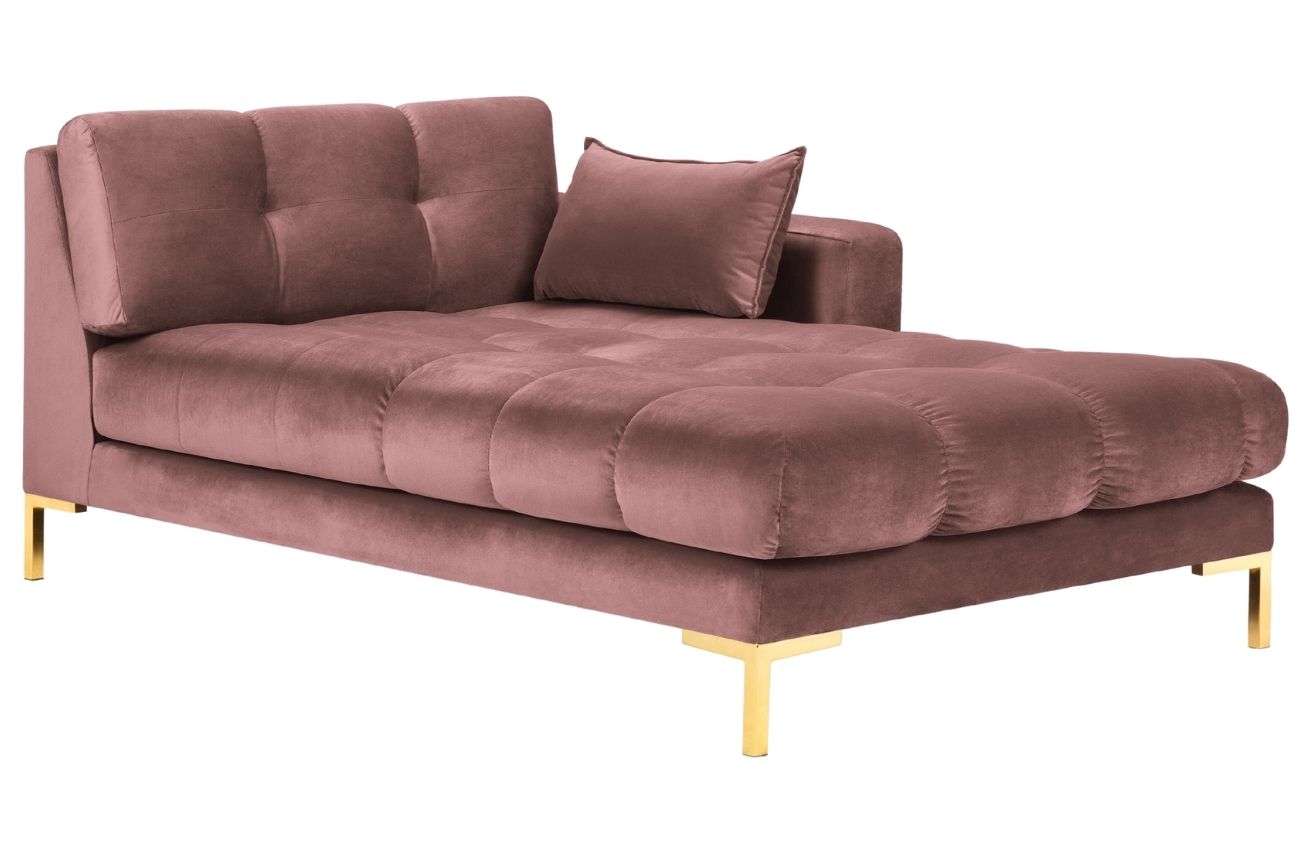 Růžov&aacute; sametov&aacute; leno&scaron;ka MICADONI MAMAIA 185 cm se zlatou podnož&iacute;, prav&aacute;