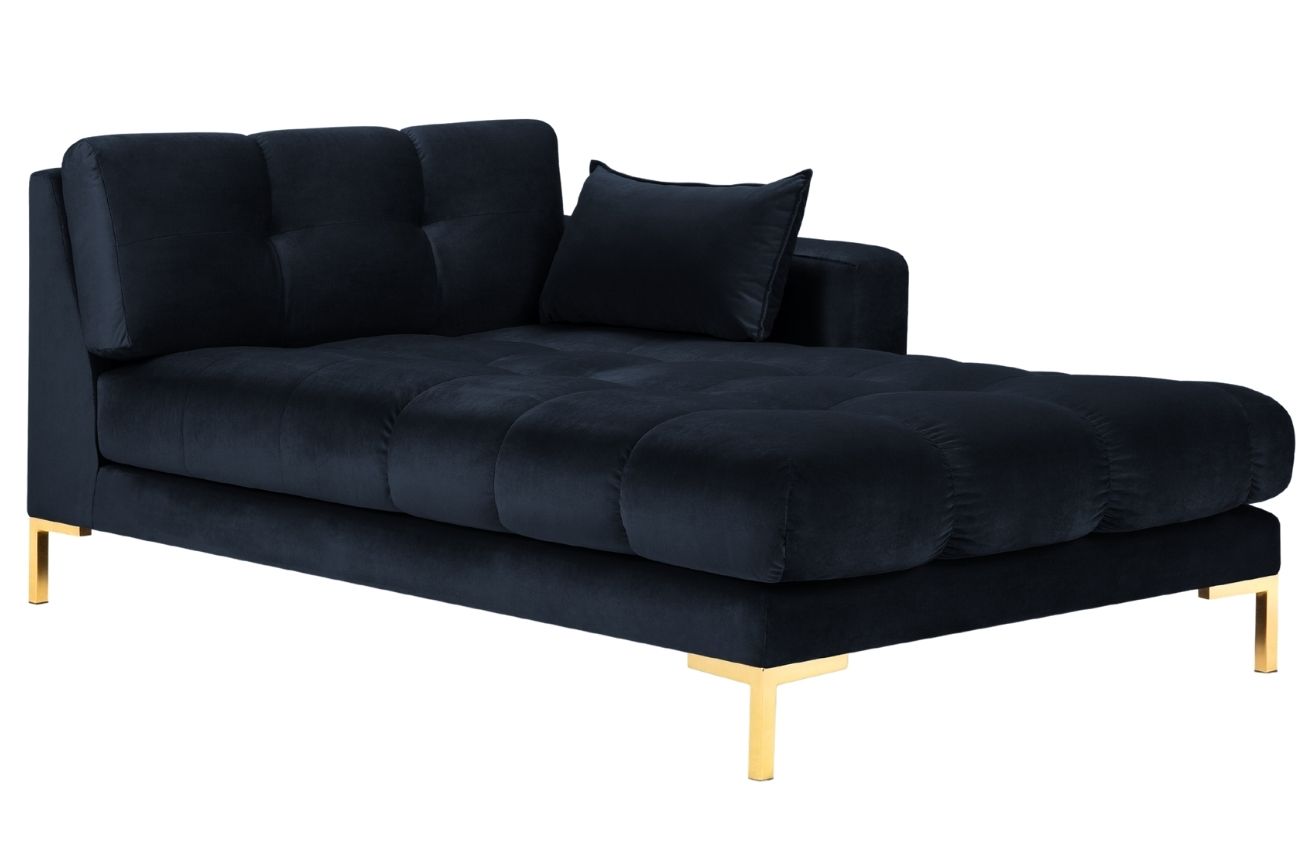 Tmavě modr&aacute; sametov&aacute; leno&scaron;ka MICADONI MAMAIA 185 cm se zlatou podnož&iacute;, prav&aacute;