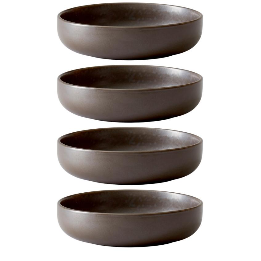 Audo CPH Set čtyř tmavě hnědo šedých porcelánových hlubokých talířů AUDO NEW NORM 13,5 cm