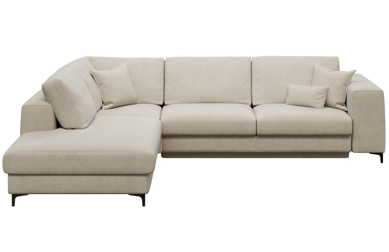 Béžová látková rohová rozkládací pohovka DEVICHY Rothe, levá 302 cm