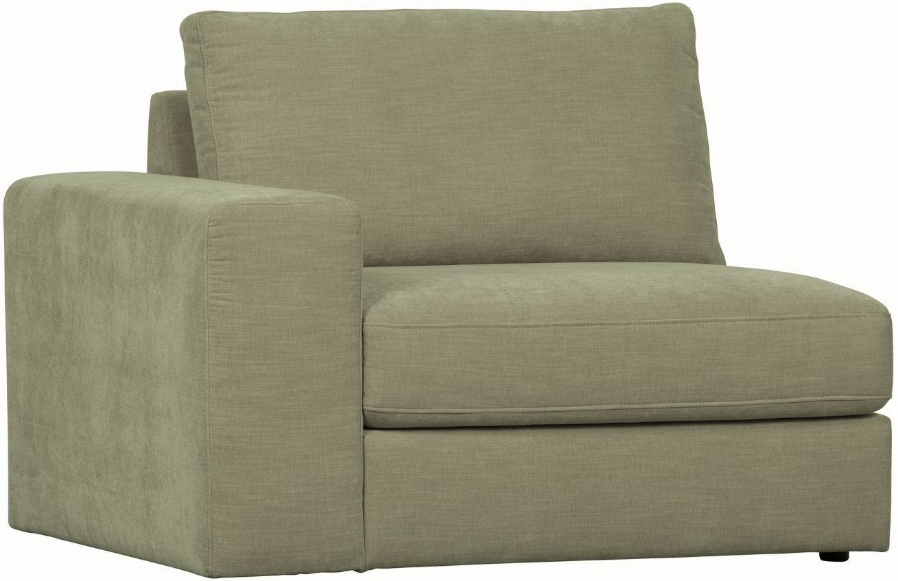WOOOD Zelený látkový koncový modul Flaireen 115 cm, levý