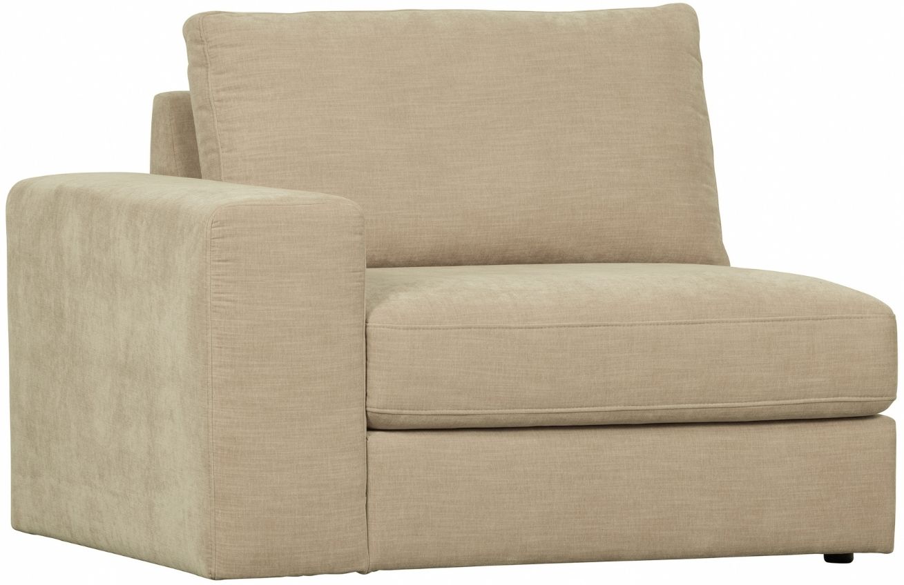 WOOOD Pískově hnědý látkový koncový modul Flaireen 115 cm, levý