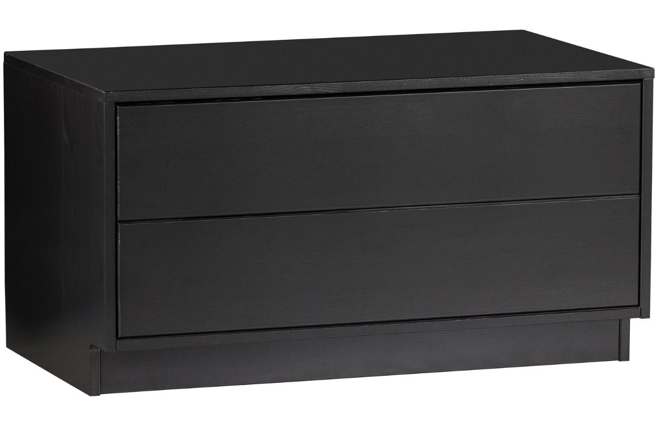WOOOD Černý borovicový TV stolek Frederica 75 x 39,5 cm