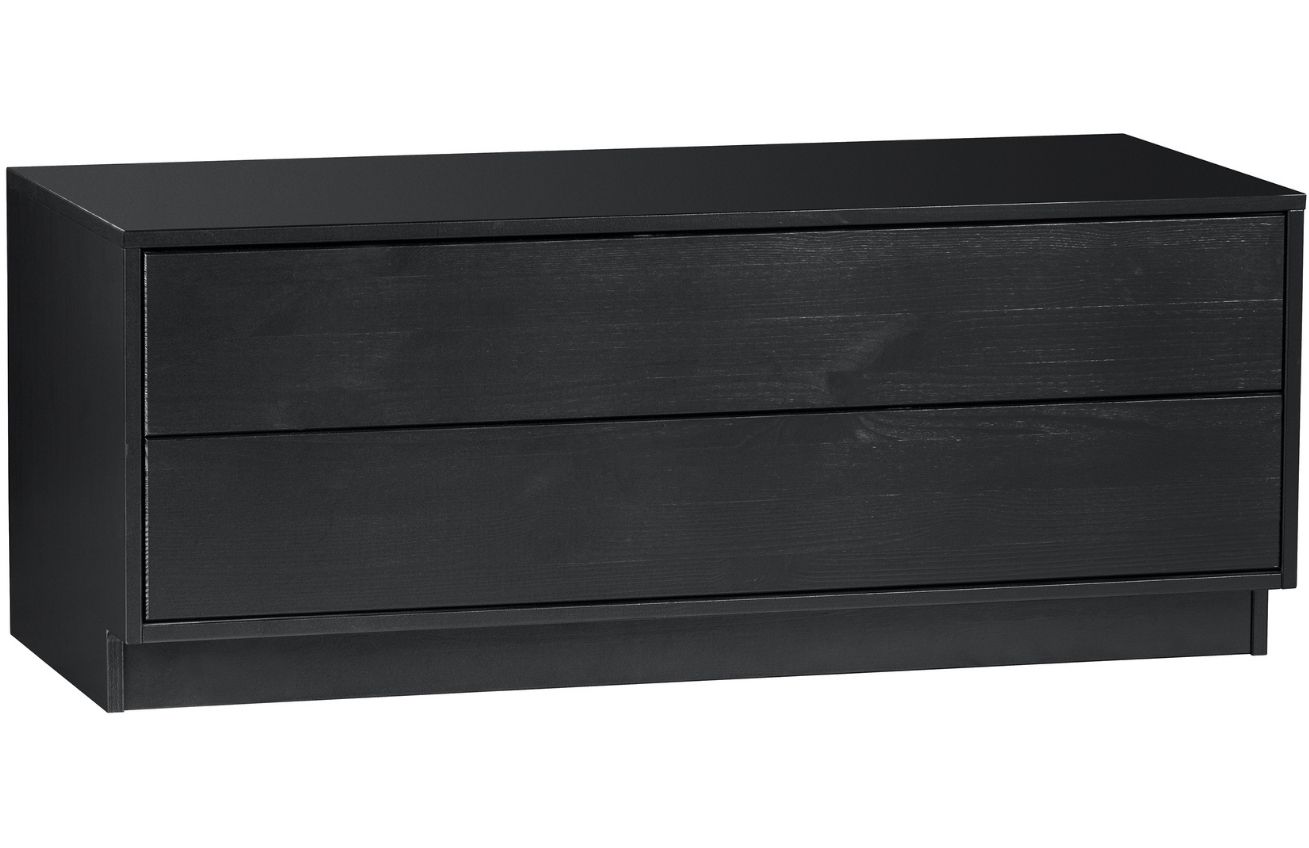 WOOOD Černý borovicový TV stolek Frederica 100 x 39,5 cm