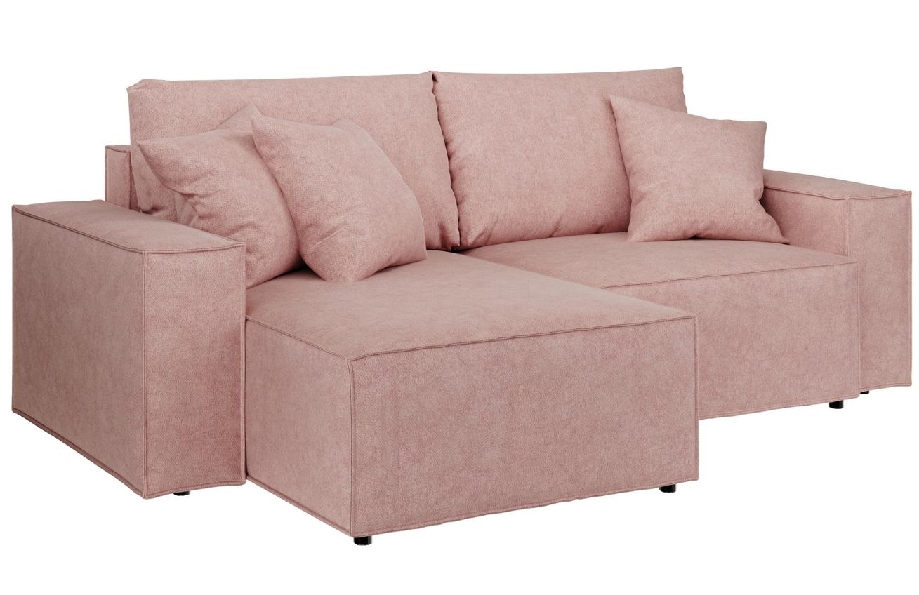 Pastelově růžová látková rohová rozkládací pohovka Ghado Melow 250 cm, levá/pravá