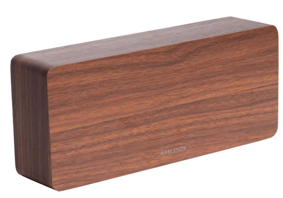 Present time Tmavě hnědý dřevěný budík Level IV. s oranžovým LED displejem