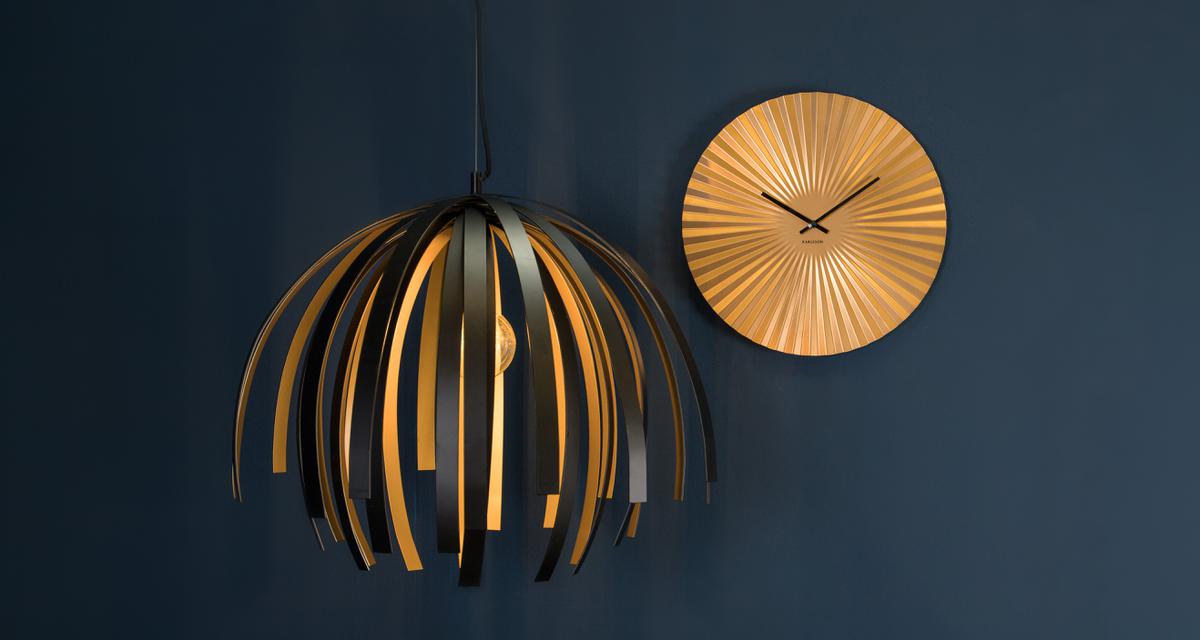 Present time Zlaté kulaté nástěnné hodiny Trivet 40 cm