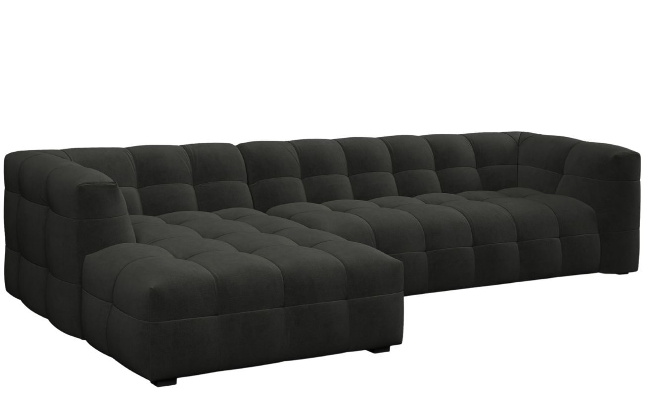 Tmavě šedá sametová pětimístná rohová pohovka Windsor & Co Vesta 320 cm, levá