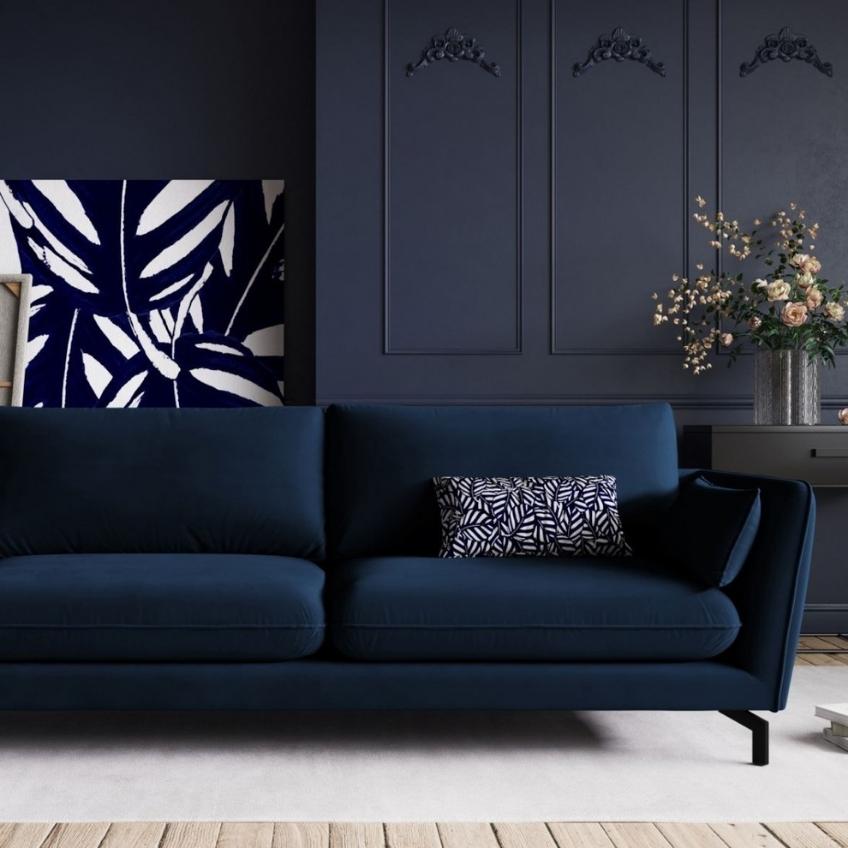 CXL by Christian Lacroix Modro bílý sametový polštář CXL Navy 50 x 28 cm s motivem