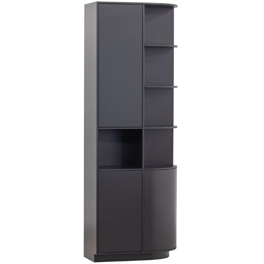 WOOOD Černá borovicová modulární knihovna Frederica 210 x 78 cm, pravá