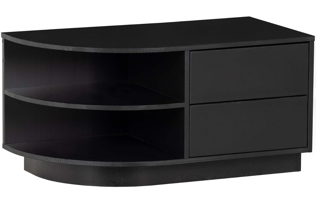 WOOOD Černý borovicový TV stolek Frederica 78 x 40 cm, levý