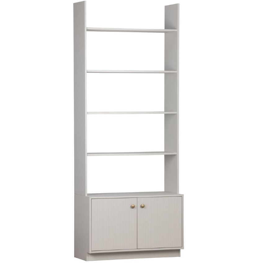 WOOOD Šedá borovicová knihovna Madine 200 x 79,5 cm