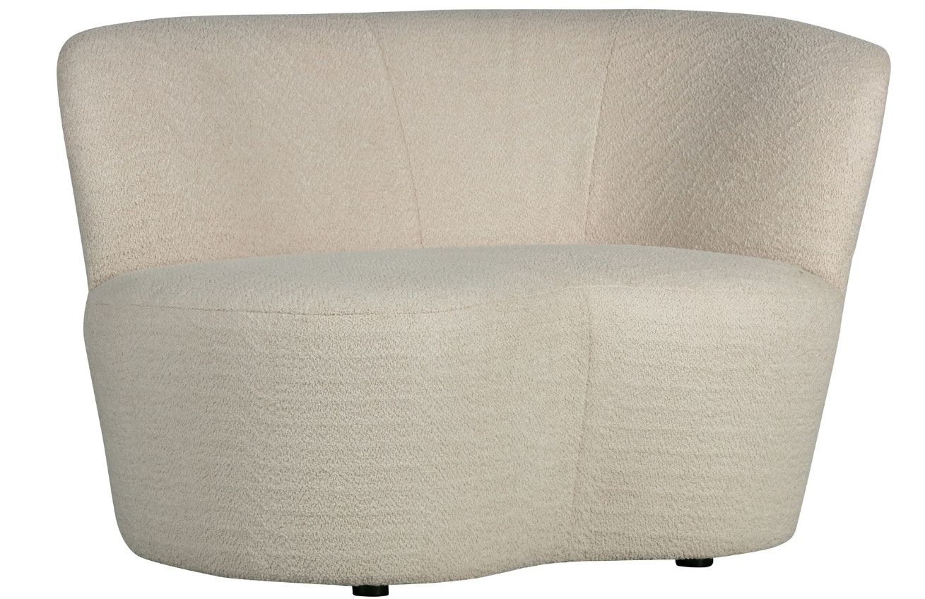 WOOOD Krémově bílé látkové lounge křeslo Stania 112 cm, pravé