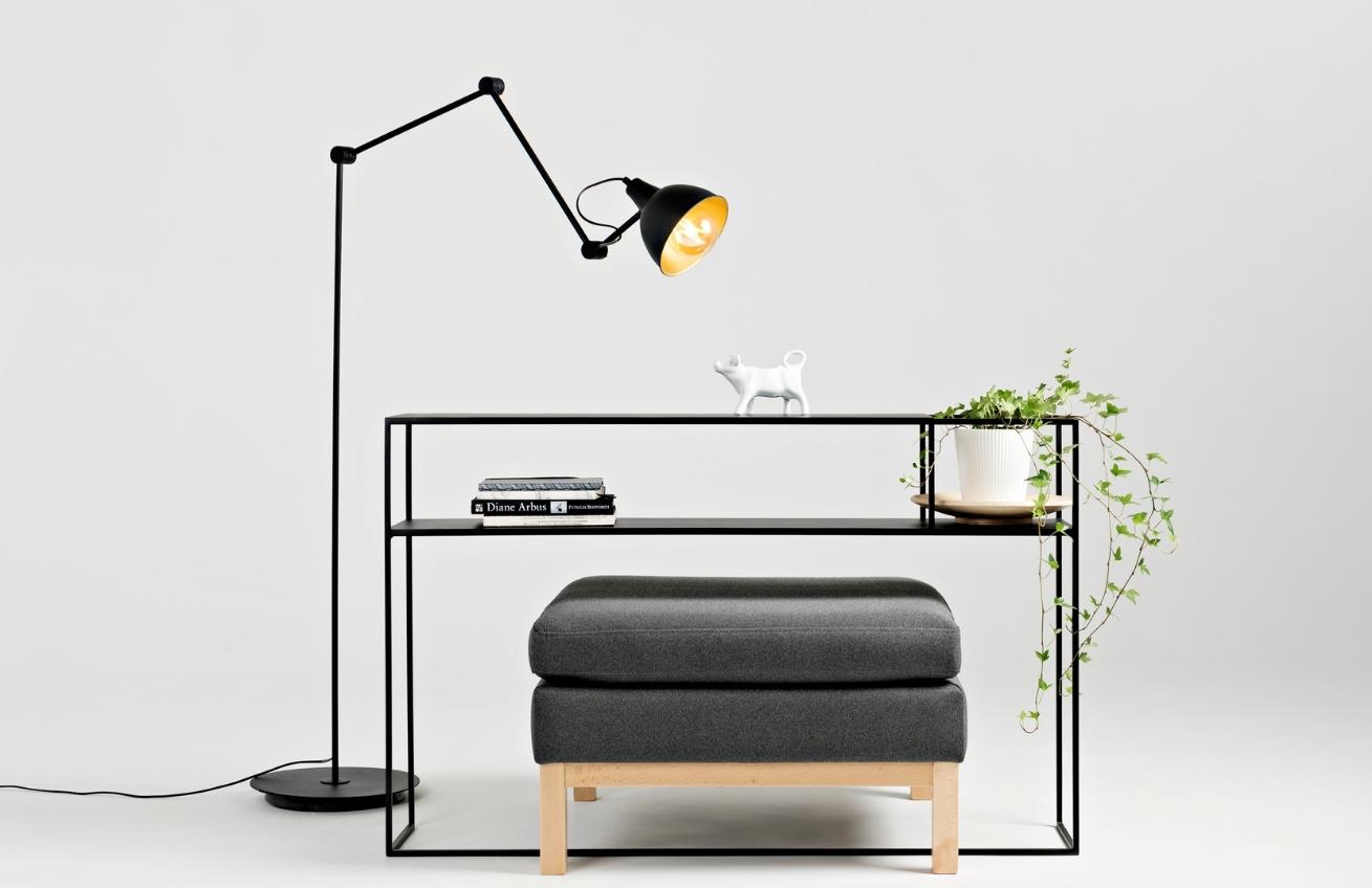 Nordic Design Černá kovová stojací lampa Cobain 170 cm