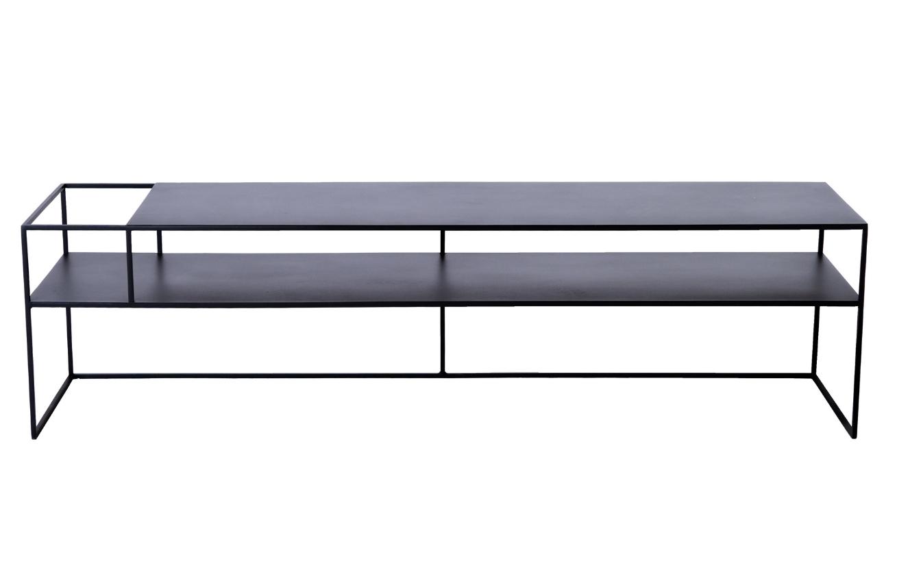 Nordic Design Černý kovový TV stolek Alonso 170 x 45 cm, levý