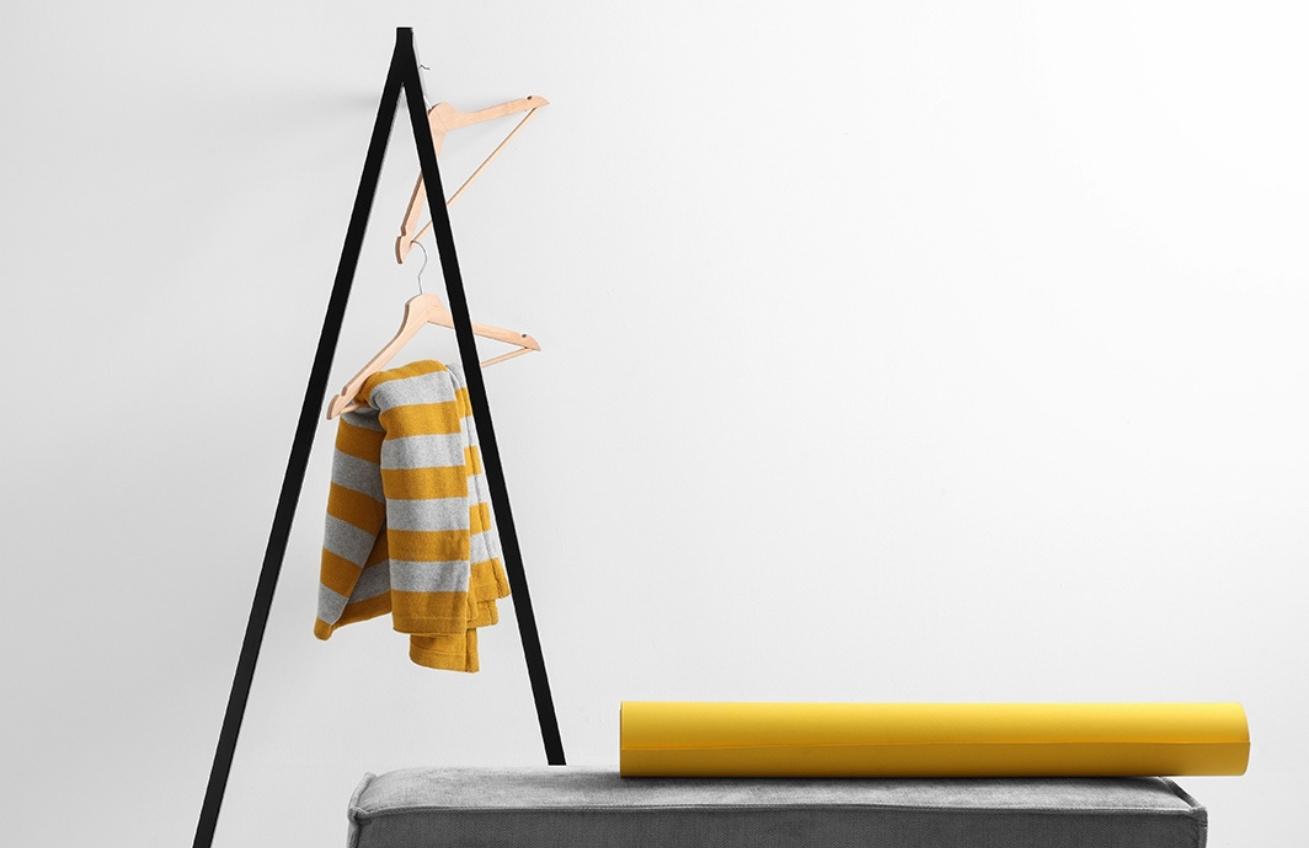 Nordic Design Černý kovový nástěnný/stojací věšák County 170 x 50 cm