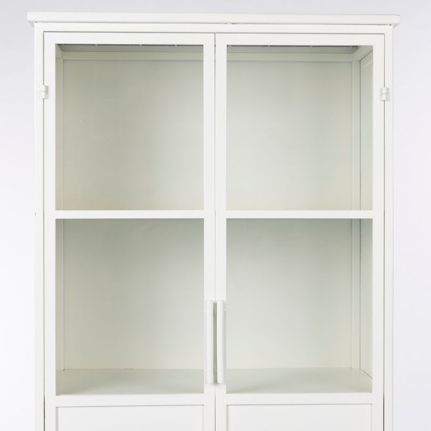 White Label Bílá kovová vitrína WLL Miya 150 x 68 cm