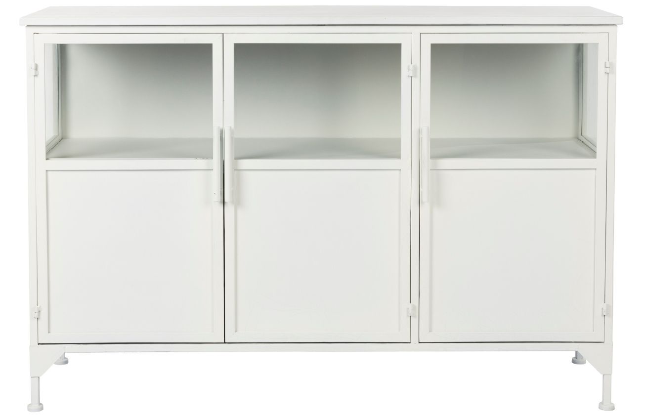 White Label Bílá kovová vitrína WLL Miya 80 x 120 cm