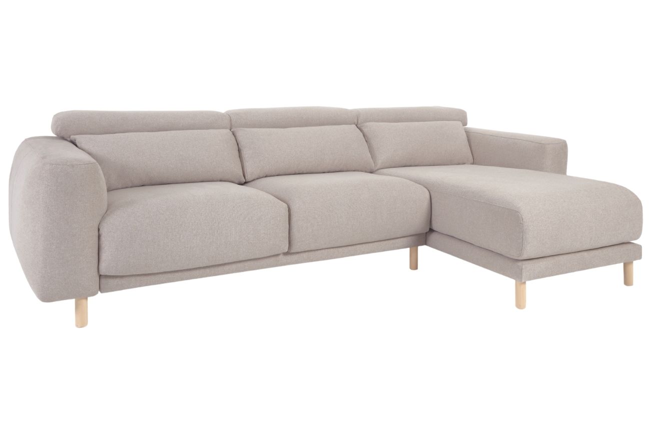 B&eacute;žov&aacute; l&aacute;tkov&aacute; rohov&aacute; pohovka Kave Home Singa 296 cm, prav&aacute;