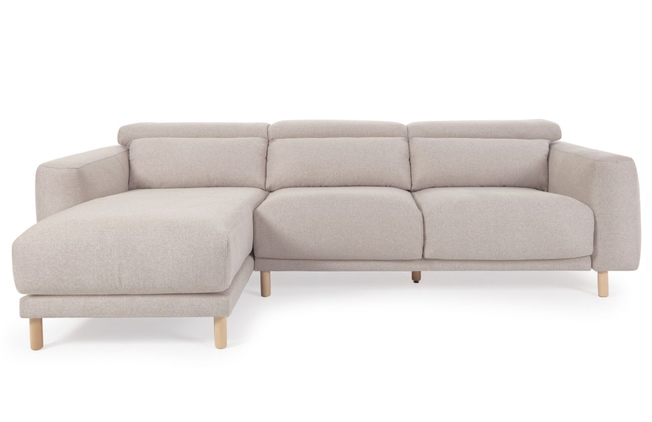 Béžová látková rohová pohovka Kave Home Singa 296 cm, levá