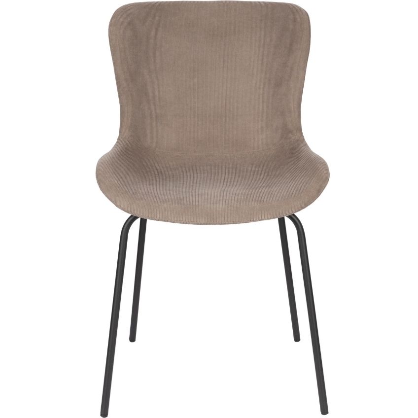 White Label Hnědo šedá manšestrová jídelní židle WLL JUNZO