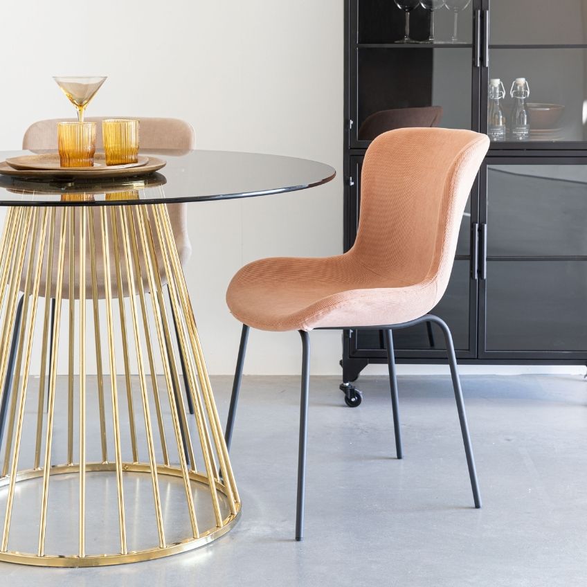 White Label Oranžová manšestrová jídelní židle WLL JUNZO