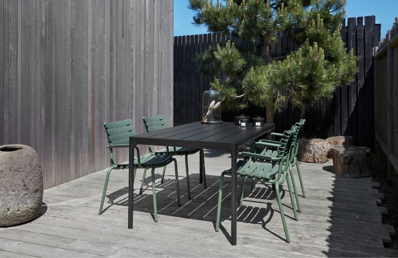 Zelená plastová zahradní židle HOUE ReClips s područkami