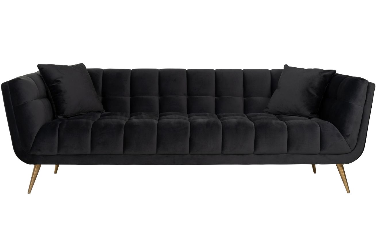 Antracitově šedá sametová trojmístná pohovka Richmond Huxley 230 cm