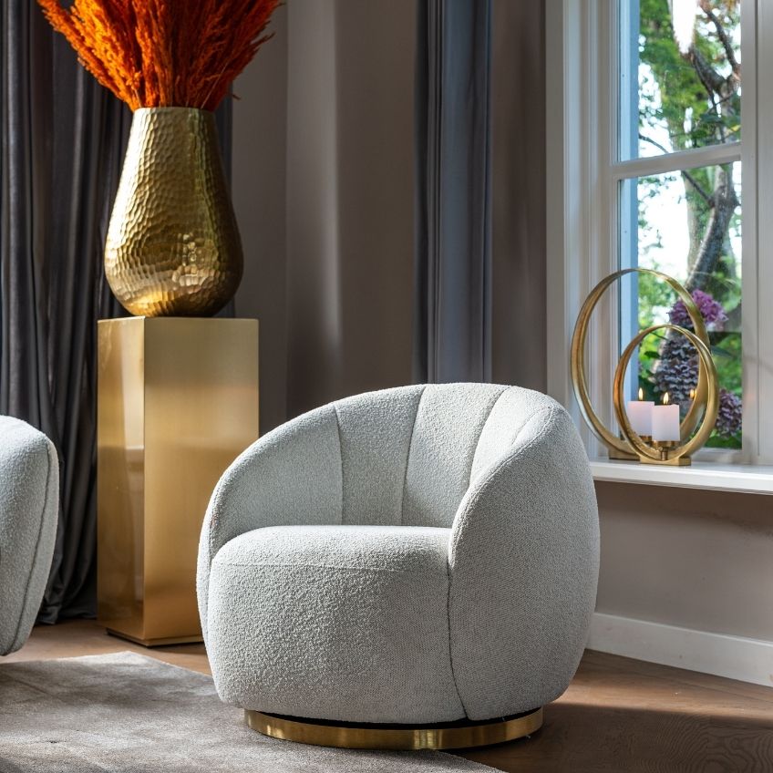 Bílé látkové otočné křeslo Richmond Jago