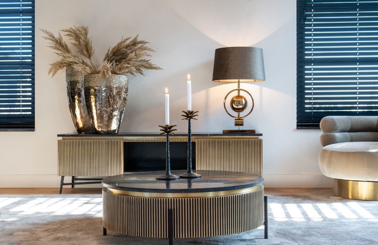 Černý mramorový konferenční stolek Richmond Ironville 90 cm