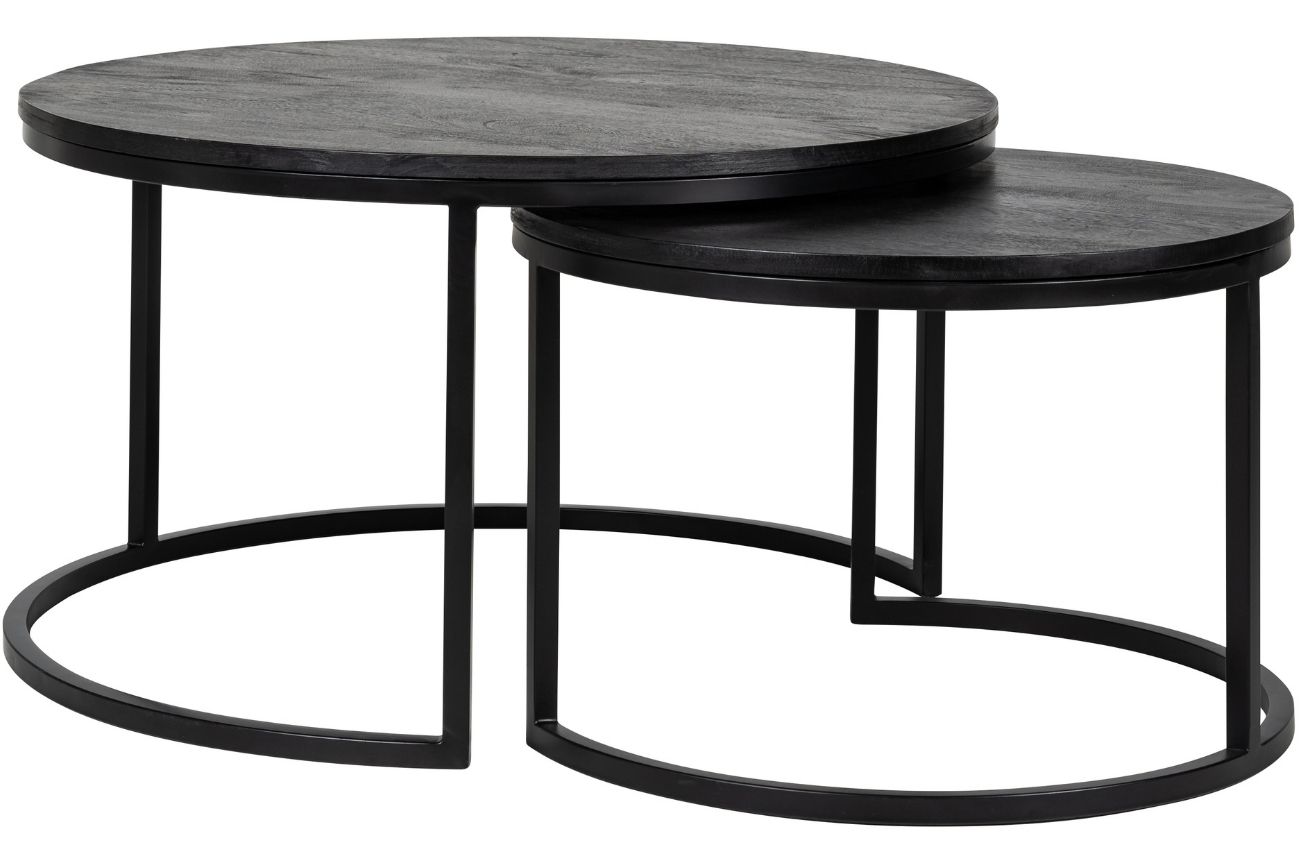 Set dvou černých mangových konferenčních stolků Richmond Catana 60/80,5 cm
