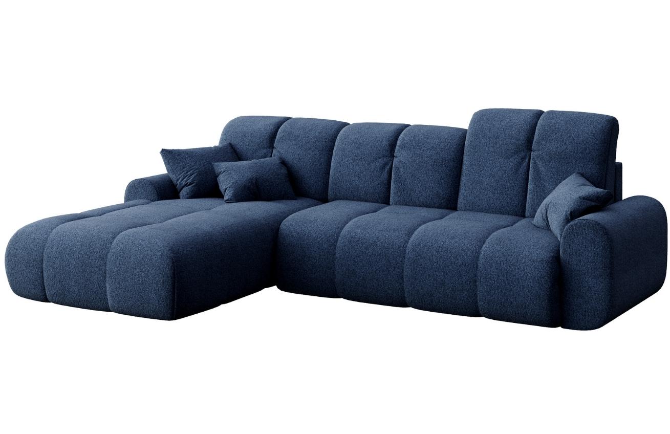 Tmavě modr&aacute; l&aacute;tkov&aacute; rozkl&aacute;dac&iacute; rohov&aacute; pohovka Devichy Tous 290 cm, lev&aacute;