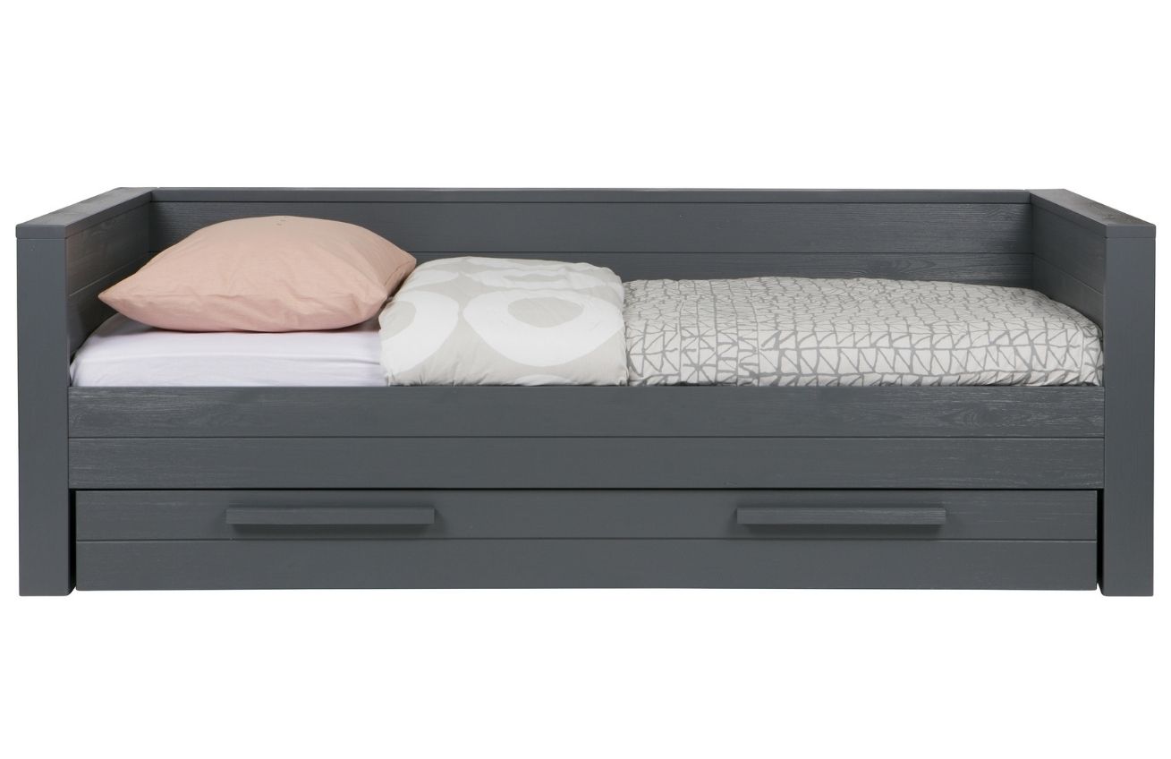 WOOOD Tmavě &scaron;ed&aacute; borovicov&aacute; z&aacute;suvka k posteli Koben