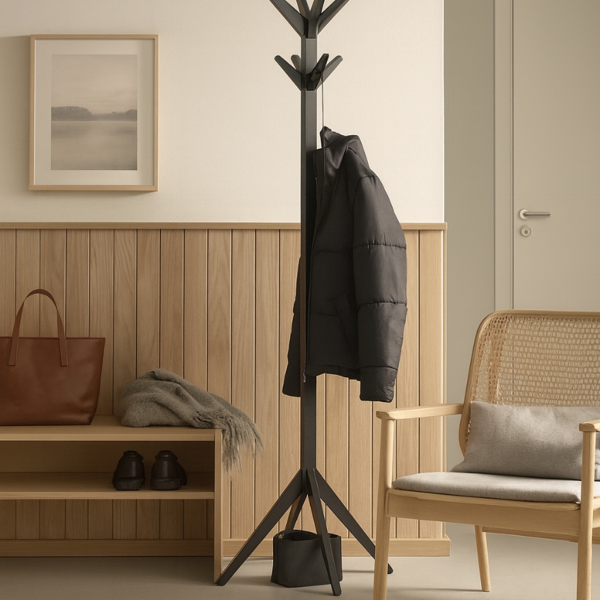 WOOOD Černý dřevěný věšák Podro