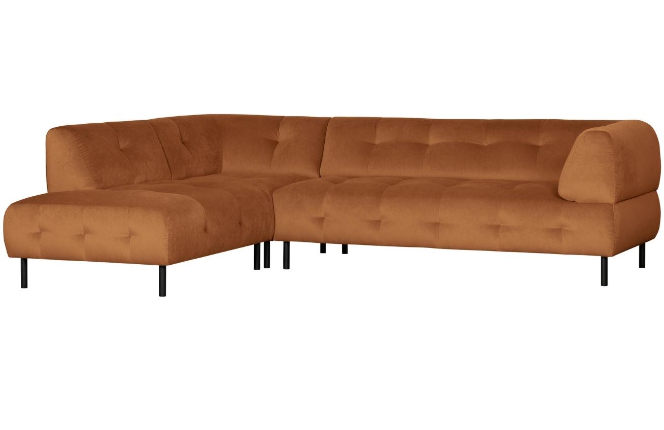 WOOOD Skořicově hněd&aacute; sametov&aacute; rohov&aacute; pohovka Doyle 267 cm, lev&aacute;