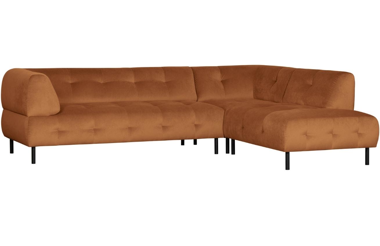 WOOOD Skořicově hnědá sametová rohová pohovka Doyle 267 cm, pravá