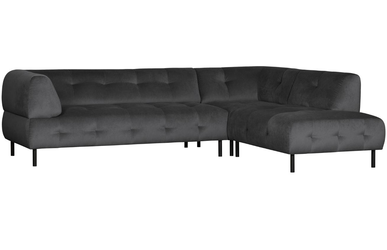 WOOOD Tmavě &scaron;ed&aacute; sametov&aacute; rohov&aacute; pohovka Doyle 267 cm, prav&aacute;