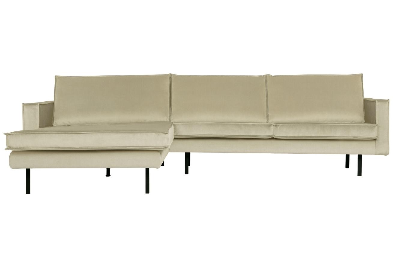 WOOOD Světle zelen&aacute; sametov&aacute; rohov&aacute; pohovka Raden 300 cm, lev&aacute;