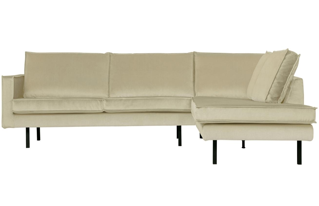 WOOOD Světle zelen&aacute; sametov&aacute; rohov&aacute; pohovka Raden 266 cm, prav&aacute;