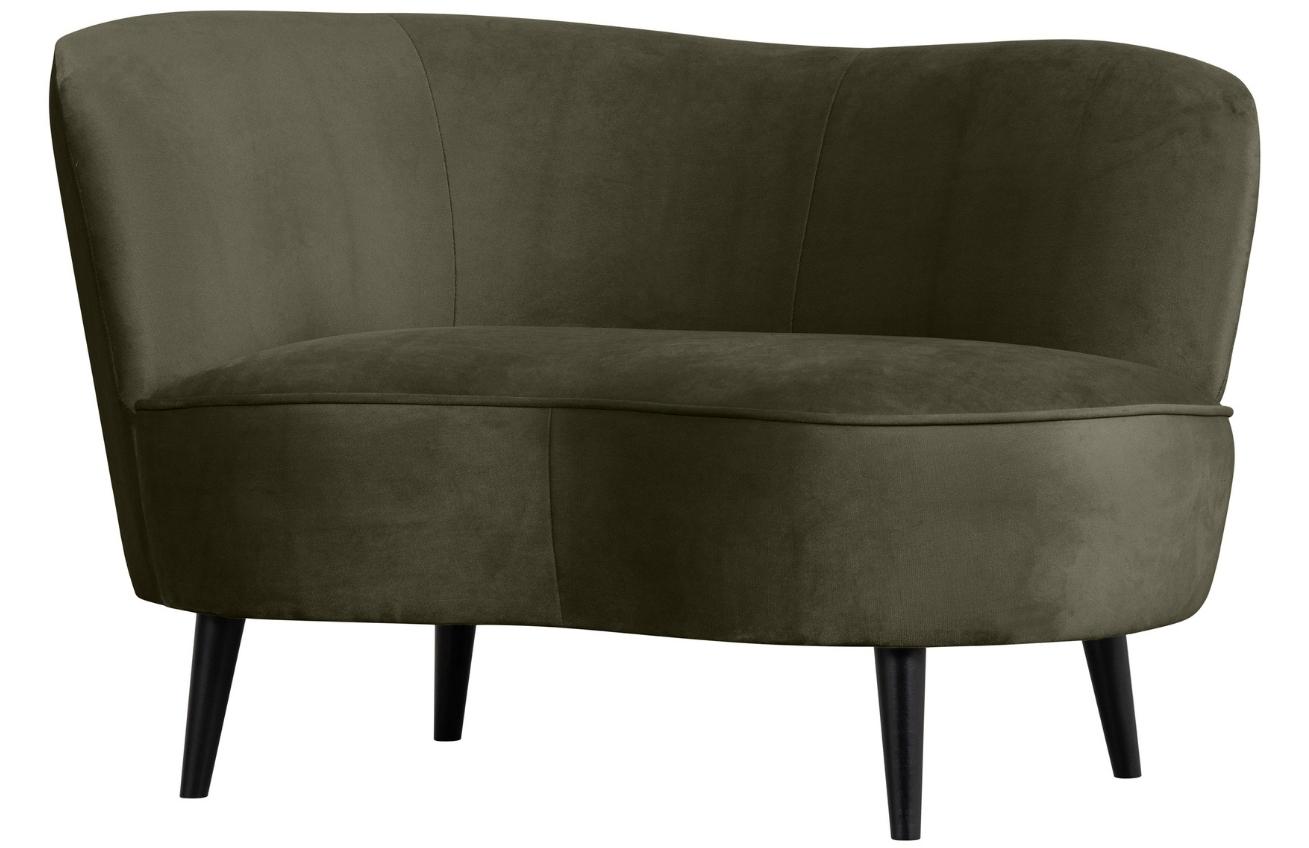WOOOD Lovecky zelené sametové lounge křeslo Norma 112 cm, levé