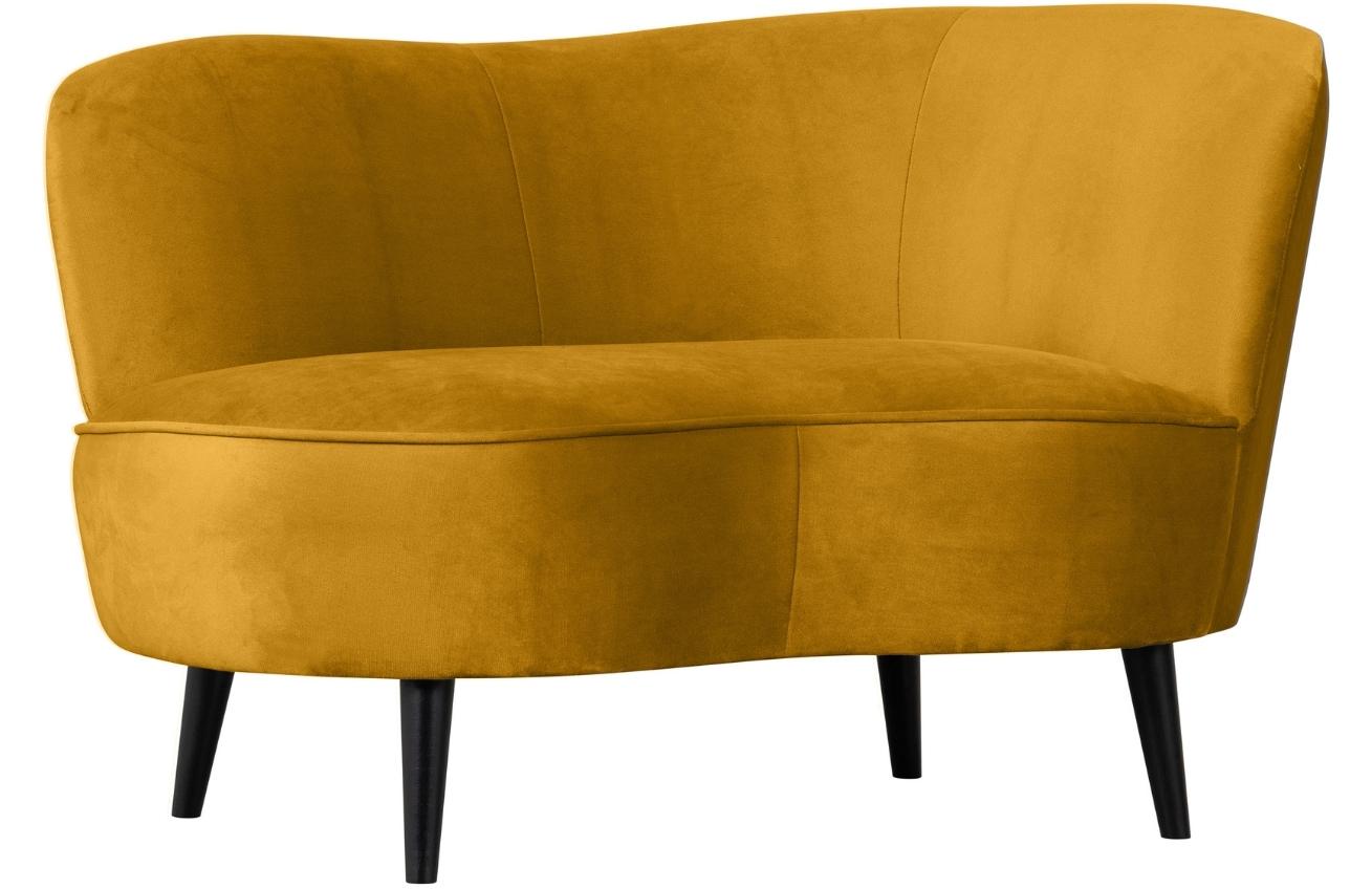 WOOOD Okrově žluté sametové lounge křeslo Norma 112 cm, pravé