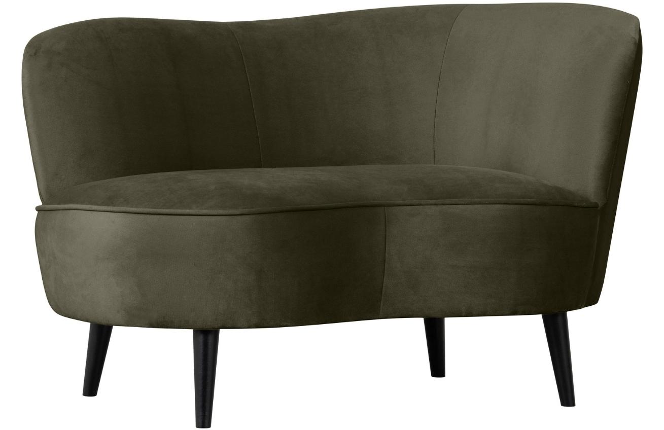WOOOD Lovecky zelené sametové lounge křeslo Norma 112 cm, pravé