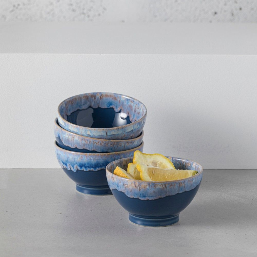 Sada čtyř modro bílých misek COSTA NOVA LATTE BOWLS 15 cm