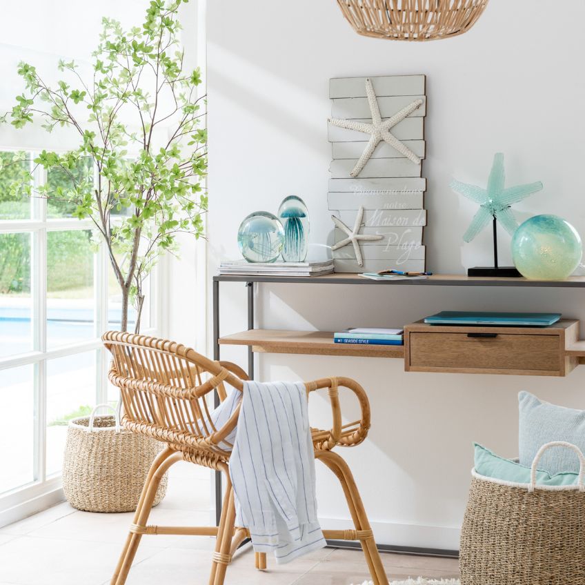 Hnědý dřevěný toaletní stolek J-line Differa 120 x 30 cm