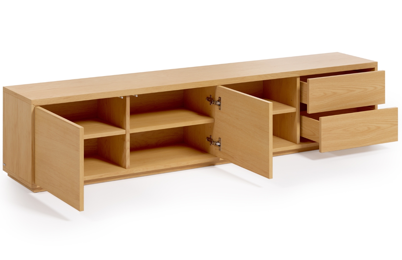 Dubový TV stolek Kave Home Abilen 200 x 36 cm